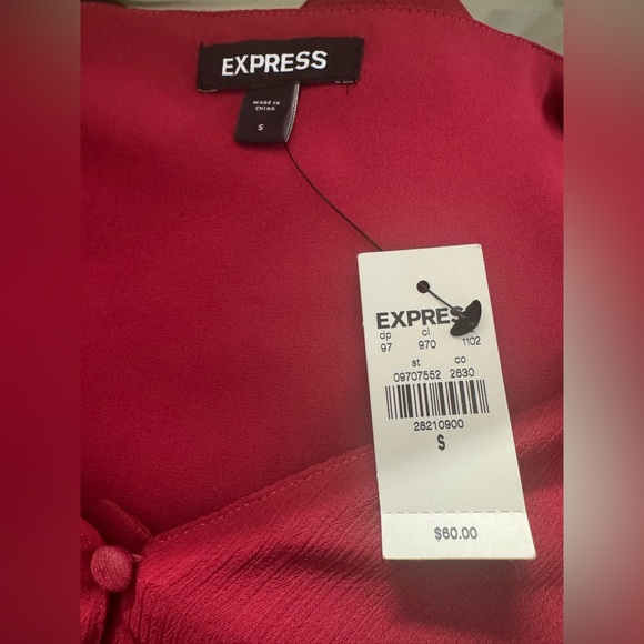 Express Deep Red Ruffled Sleeve Blouse - Picture 9 of 9